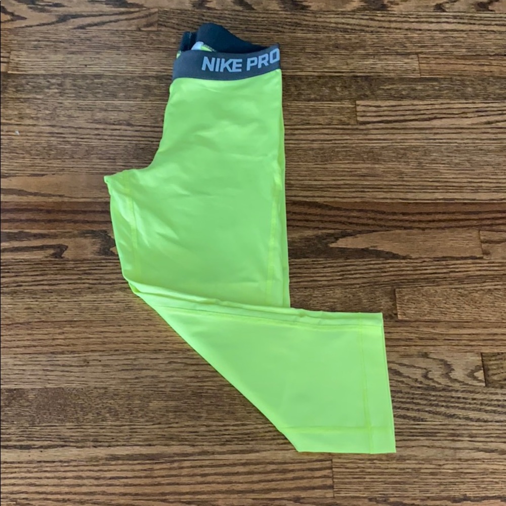 Neon Yellow Nike Pro Dri-fit Crop Leggings